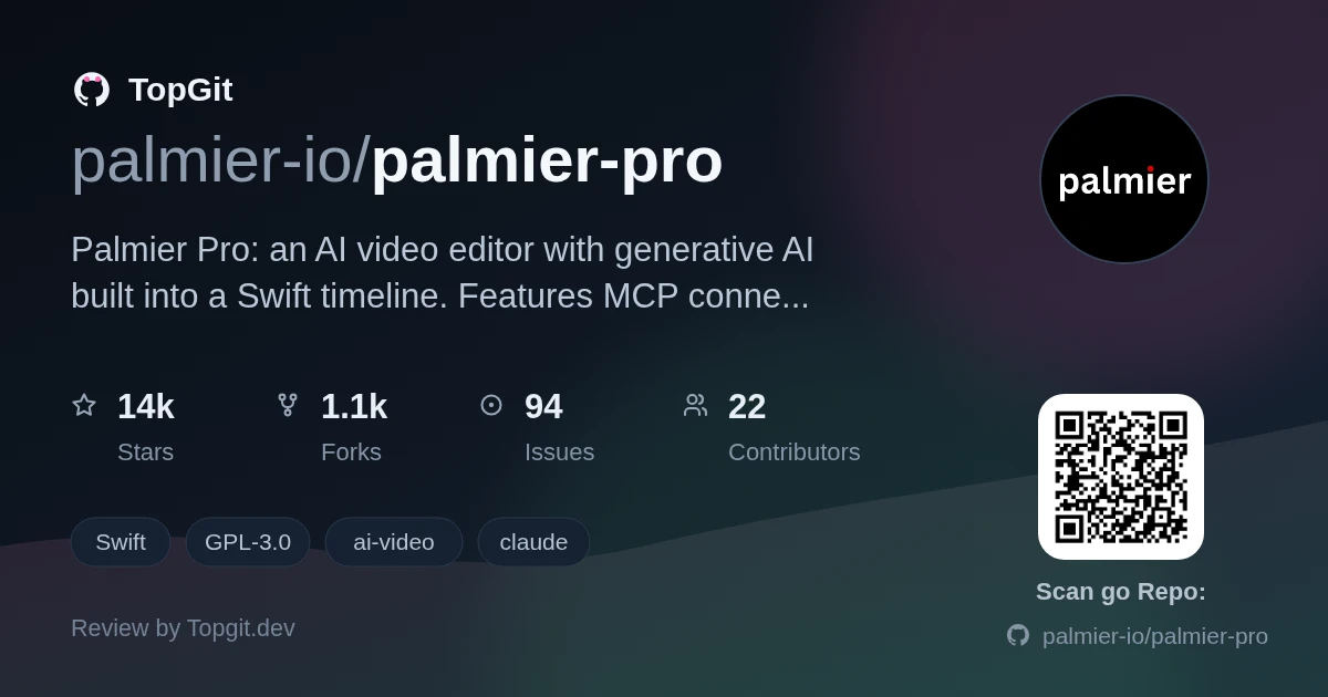 TopGit review image for palmier-io/palmier-pro