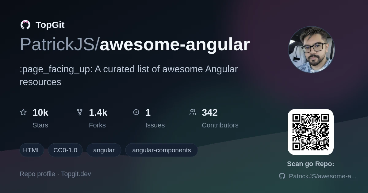 TopGit repo profile image for PatrickJS/awesome-angular