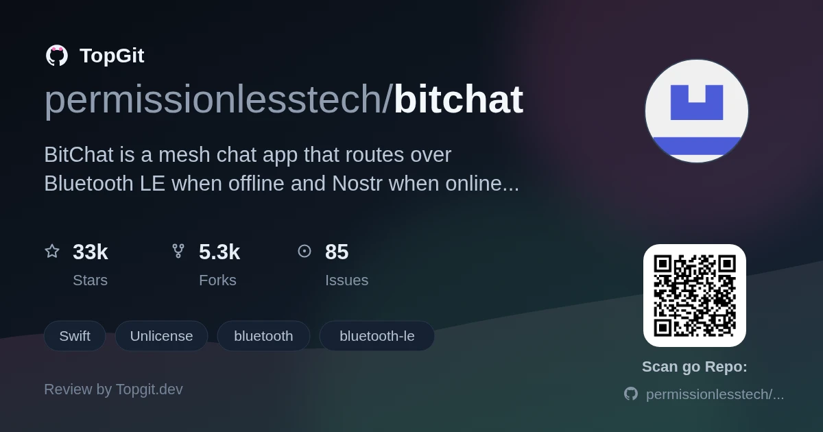 TopGit review image for permissionlesstech/bitchat