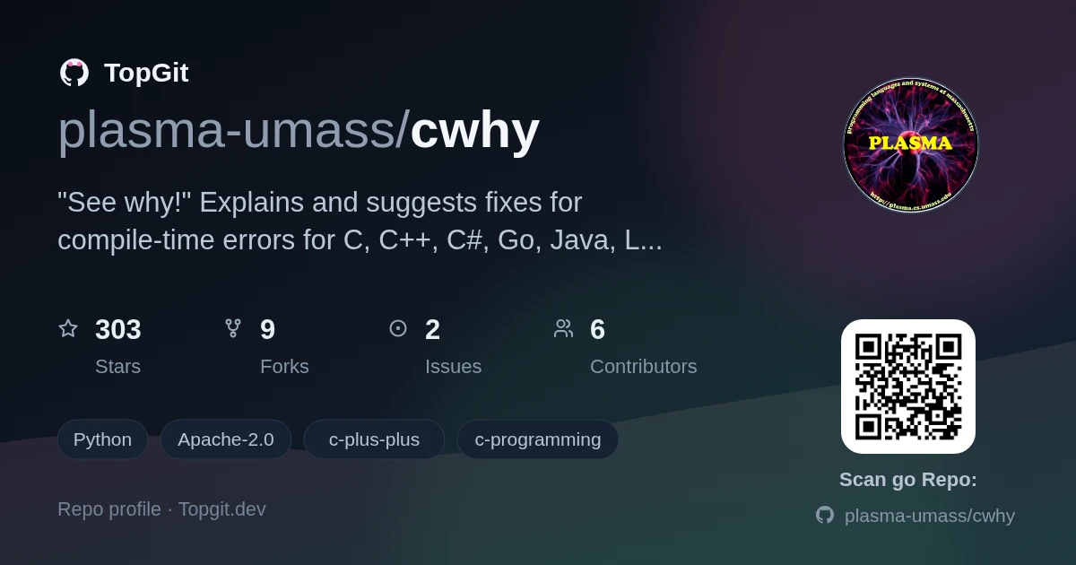 TopGit repo profile image for plasma-umass/cwhy
