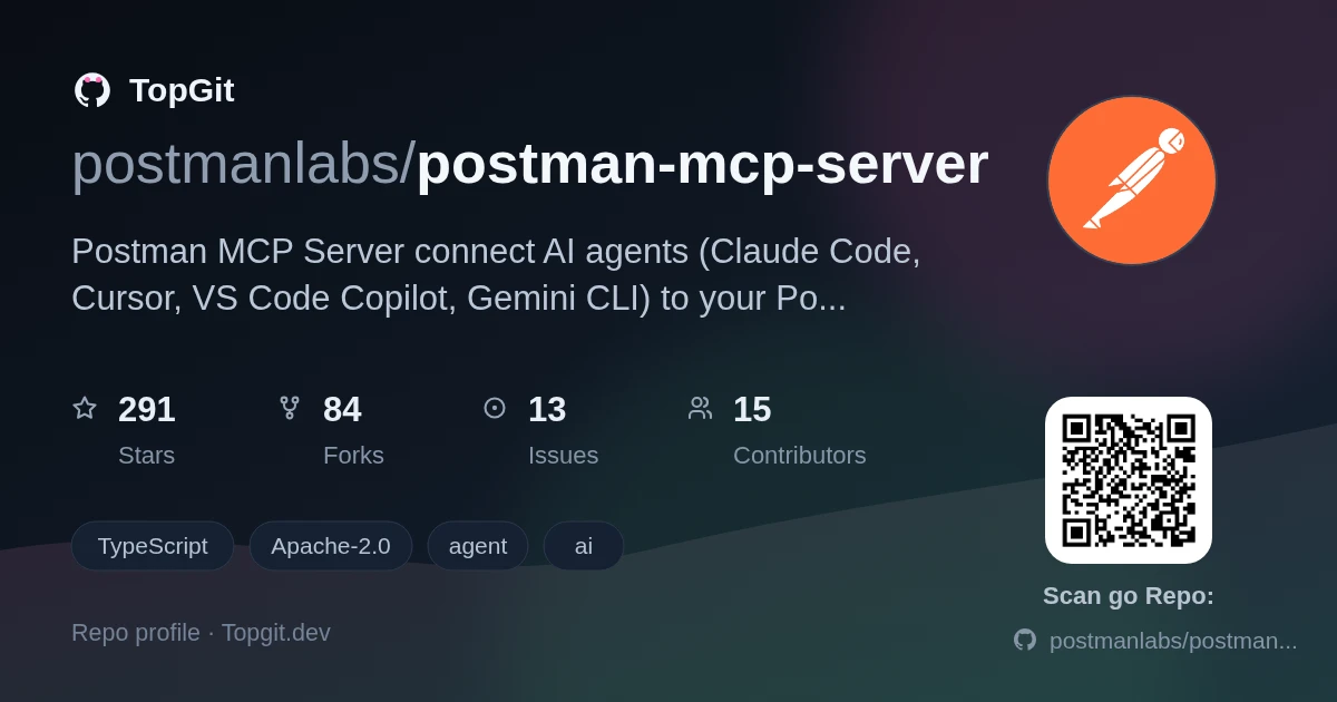 TopGit repo profile image for postmanlabs/postman-mcp-server