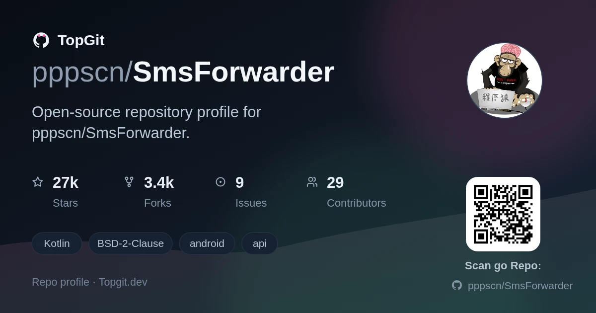 TopGit repo profile image for pppscn/SmsForwarder