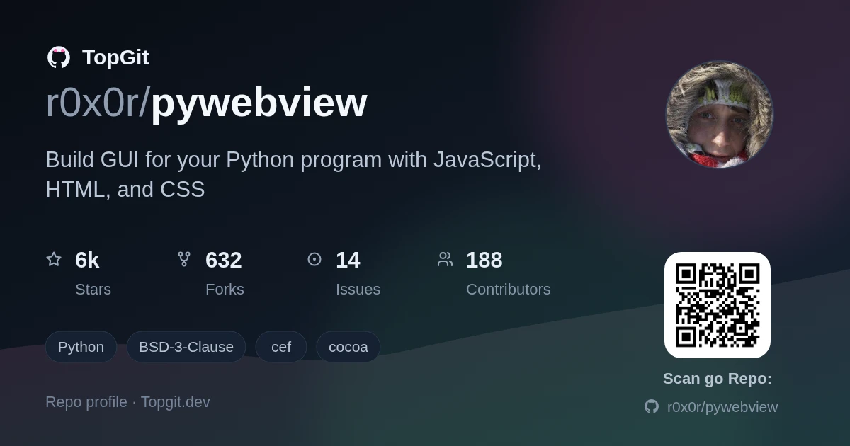 TopGit repo profile image for r0x0r/pywebview