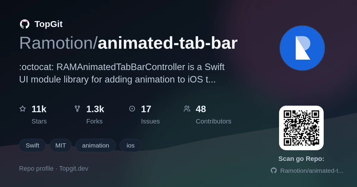 TopGit repo profile image for Ramotion/animated-tab-bar