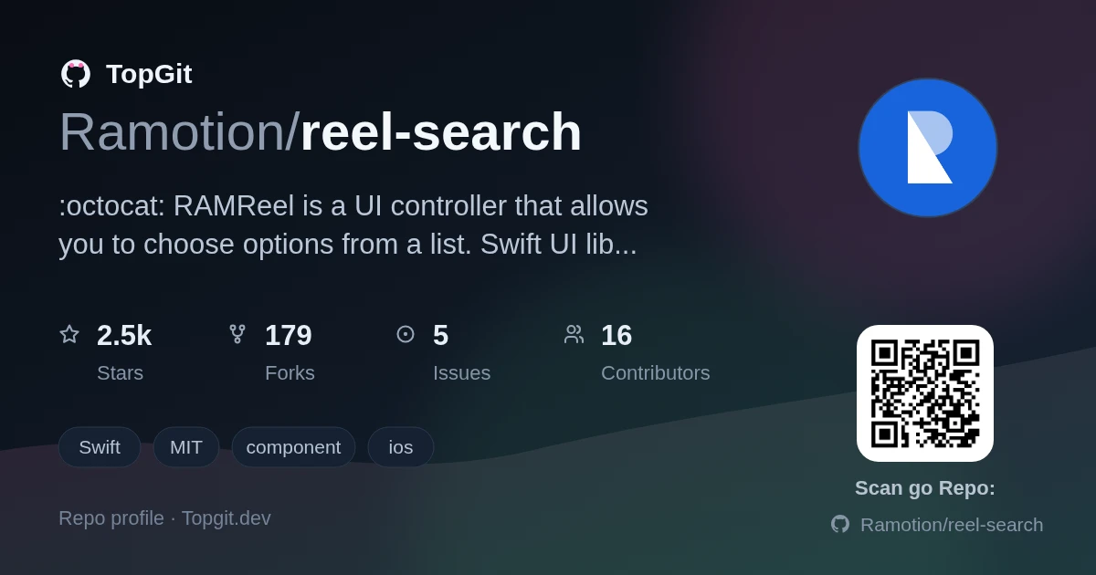TopGit repo profile image for Ramotion/reel-search