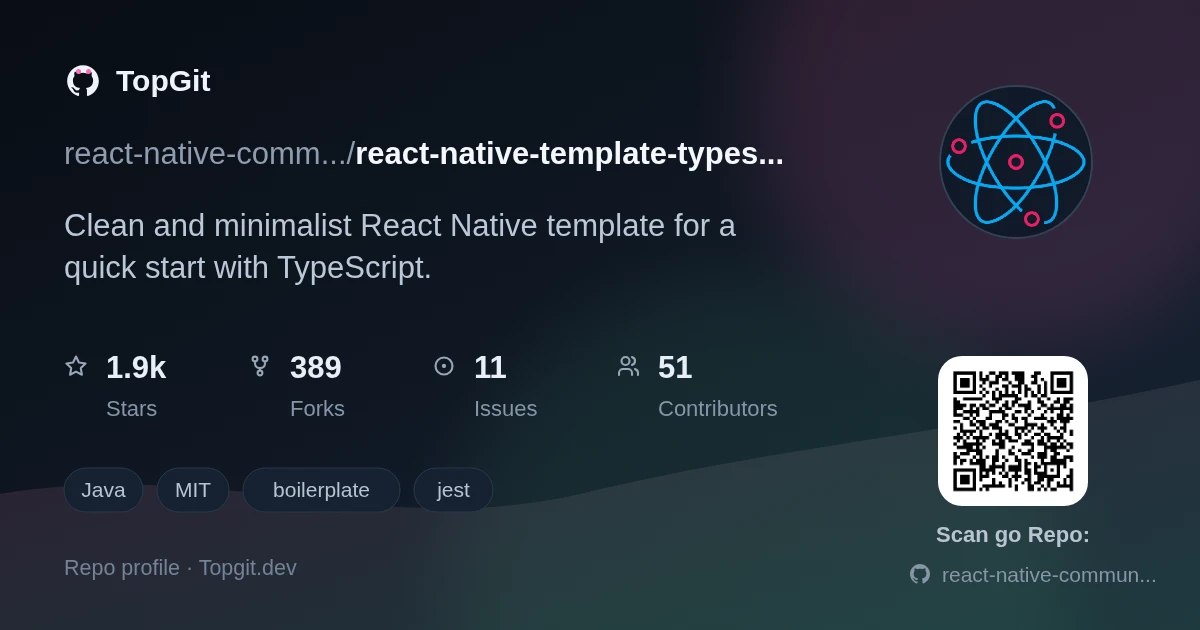TopGit repo profile image for react-native-community/react-native-template-typescript
