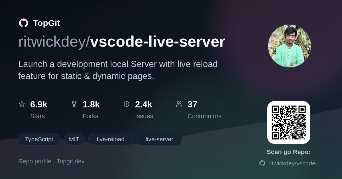TopGit repo profile image for ritwickdey/vscode-live-server