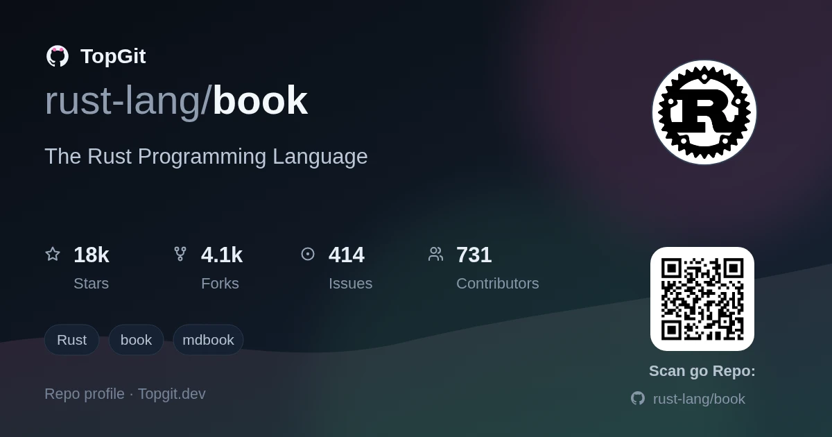 TopGit repo profile image for rust-lang/book
