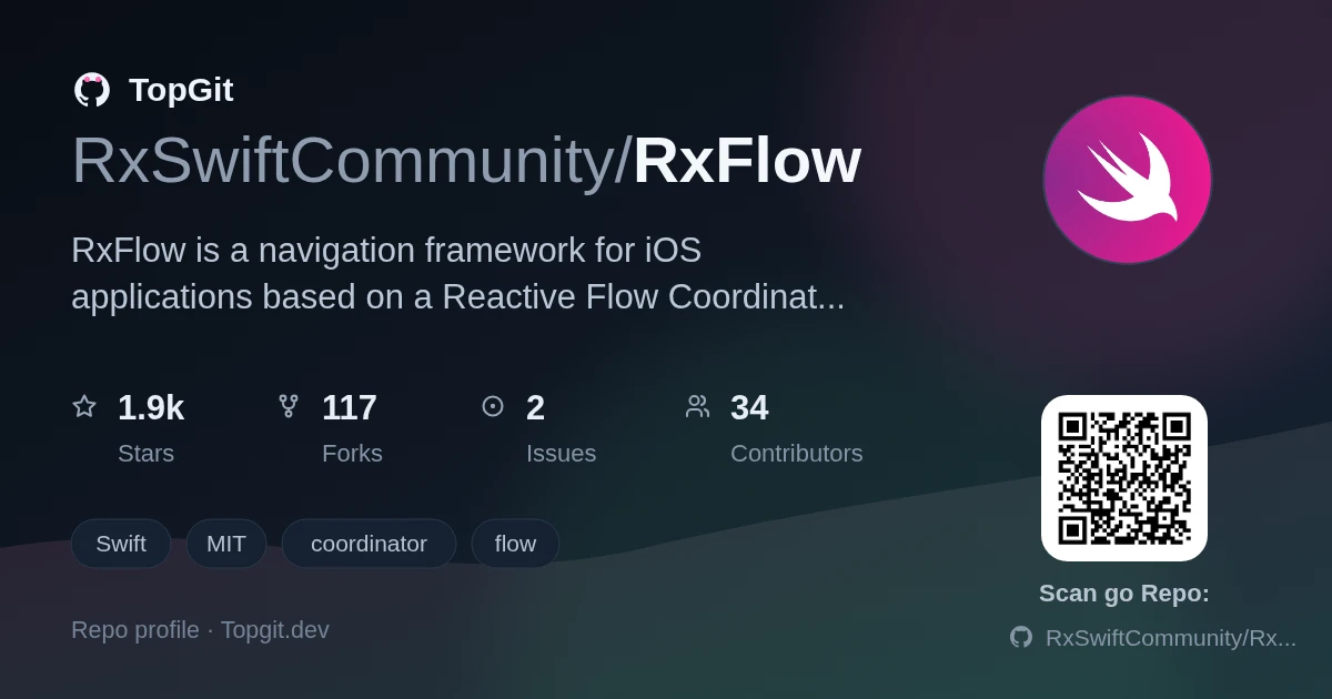 TopGit repo profile image for RxSwiftCommunity/RxFlow