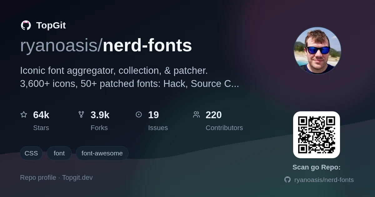 TopGit repo profile image for ryanoasis/nerd-fonts