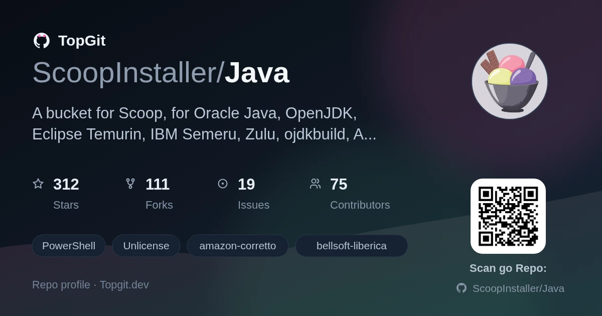 TopGit repo profile image for ScoopInstaller/Java