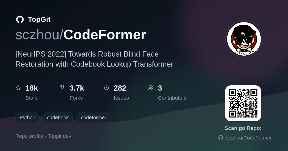 TopGit repo profile image for sczhou/CodeFormer