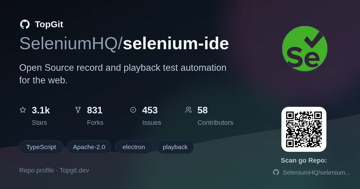 TopGit repo profile image for SeleniumHQ/selenium-ide