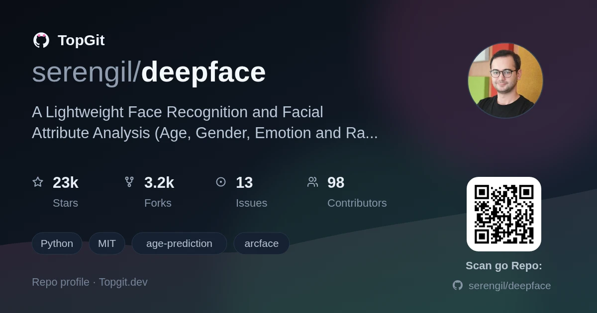 TopGit repo profile image for serengil/deepface
