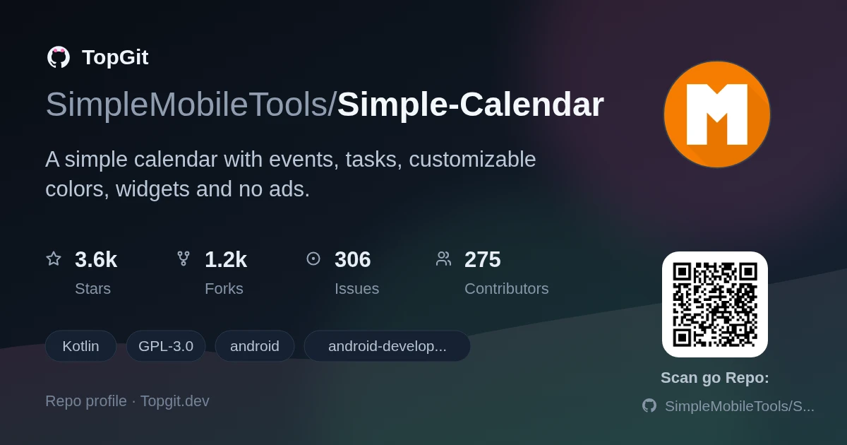 TopGit repo profile image for SimpleMobileTools/Simple-Calendar