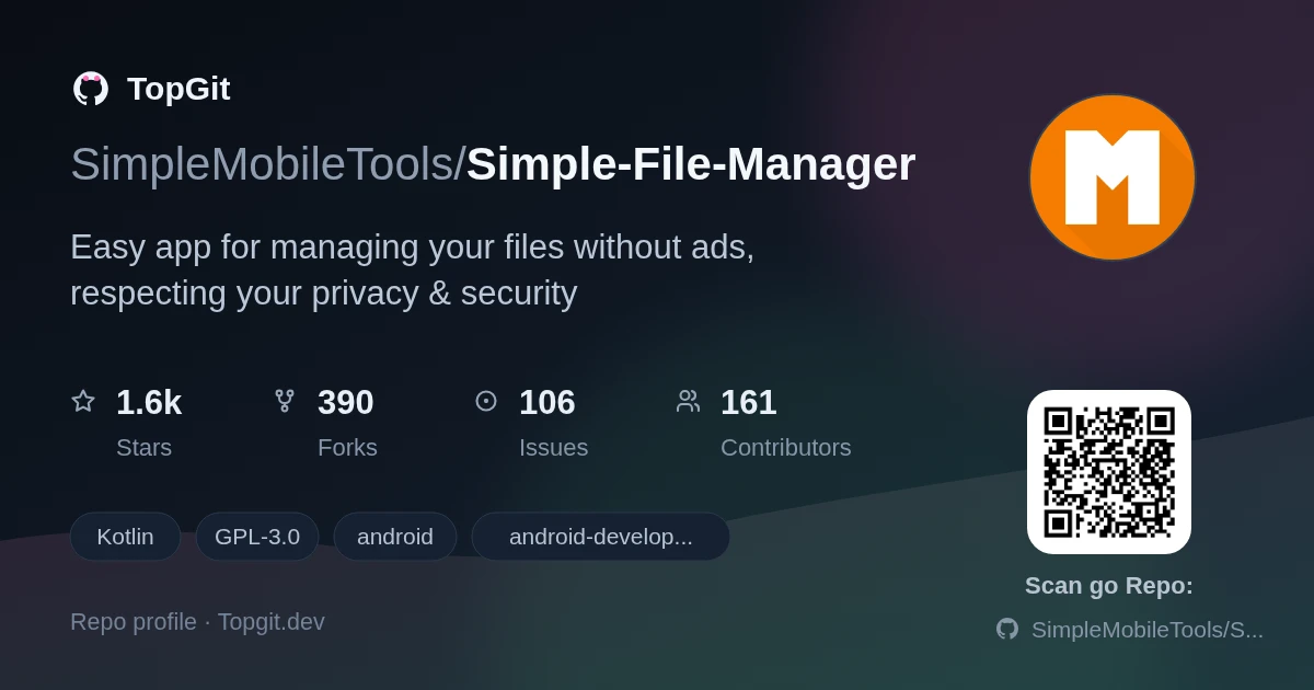 TopGit repo profile image for SimpleMobileTools/Simple-File-Manager
