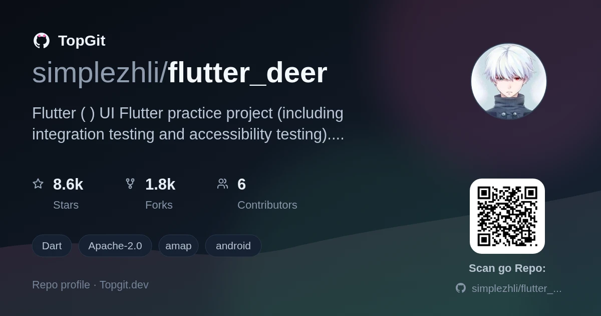 TopGit repo profile image for simplezhli/flutter_deer