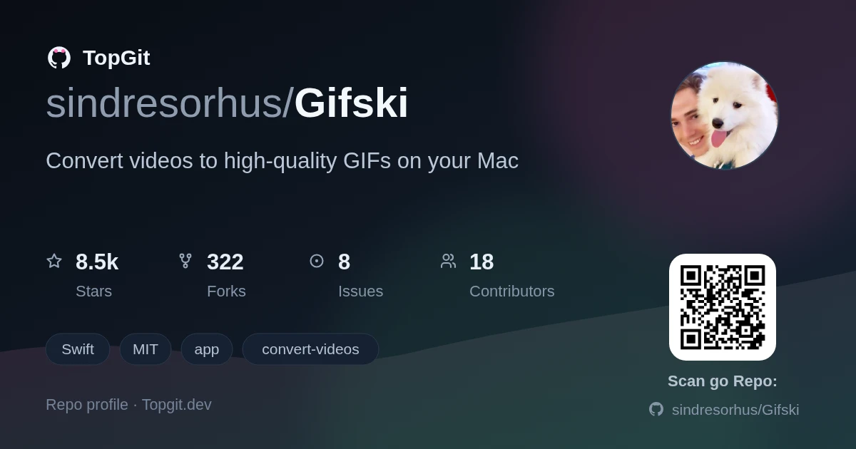TopGit repo profile image for sindresorhus/Gifski