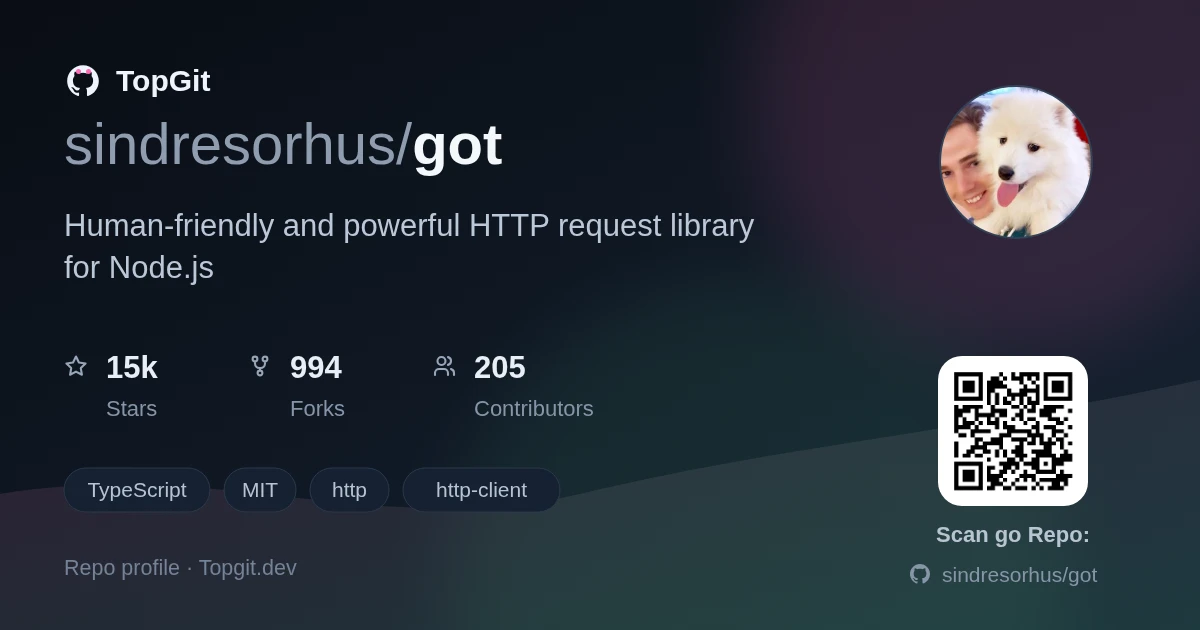 TopGit repo profile image for sindresorhus/got