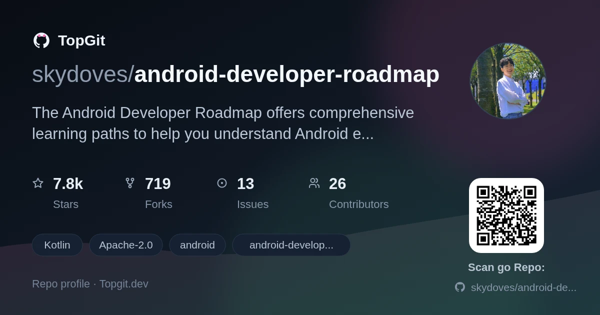 TopGit repo profile image for skydoves/android-developer-roadmap