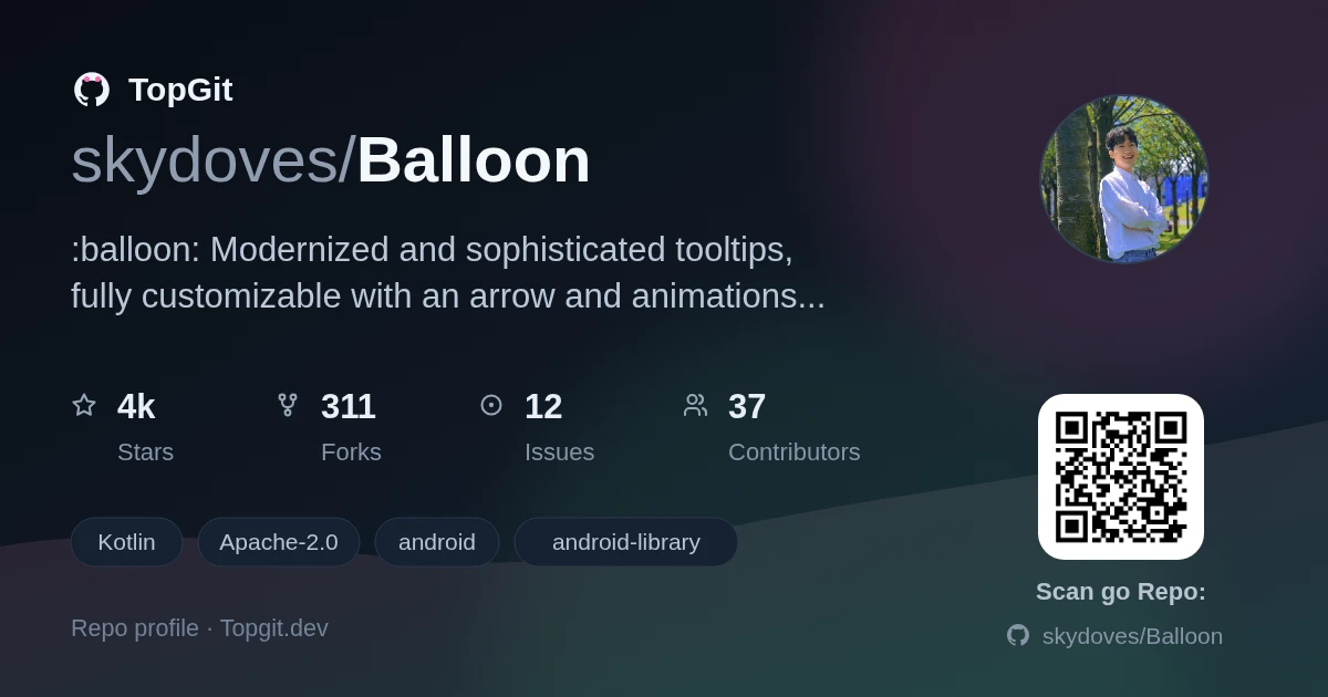 TopGit repo profile image for skydoves/Balloon