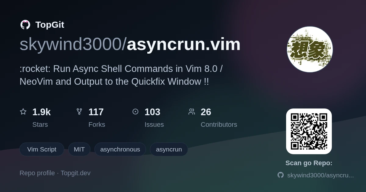 TopGit repo profile image for skywind3000/asyncrun.vim