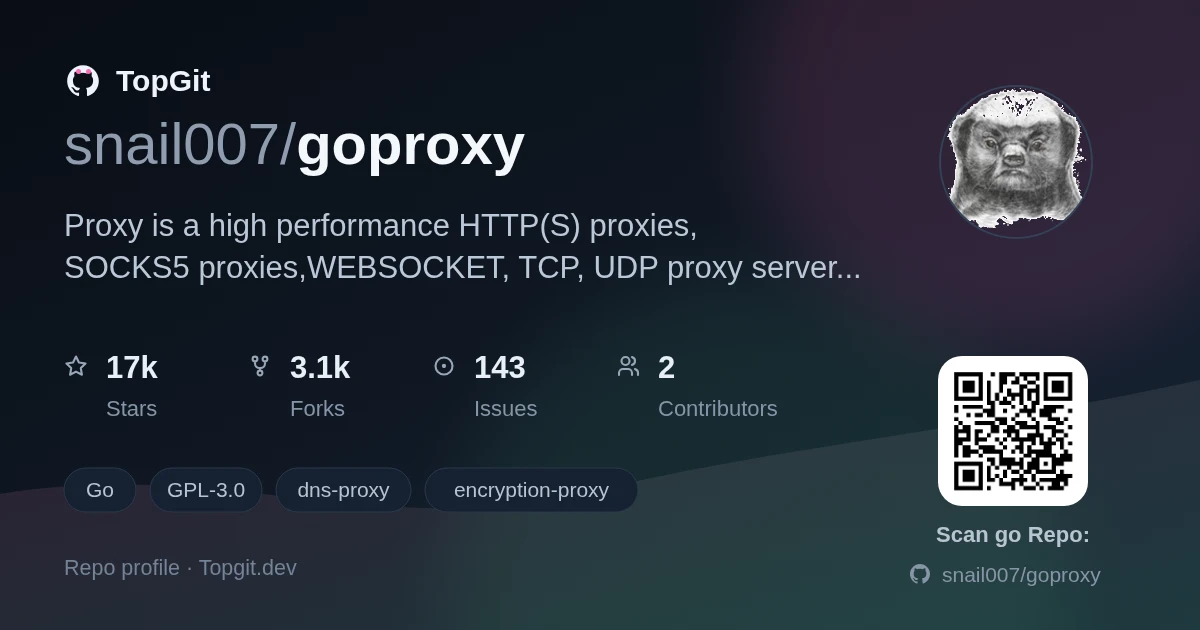 TopGit repo profile image for snail007/goproxy