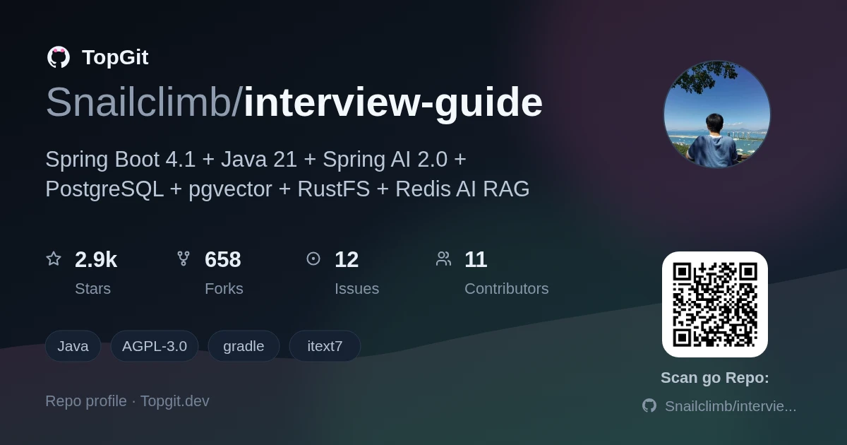 TopGit repo profile image for Snailclimb/interview-guide