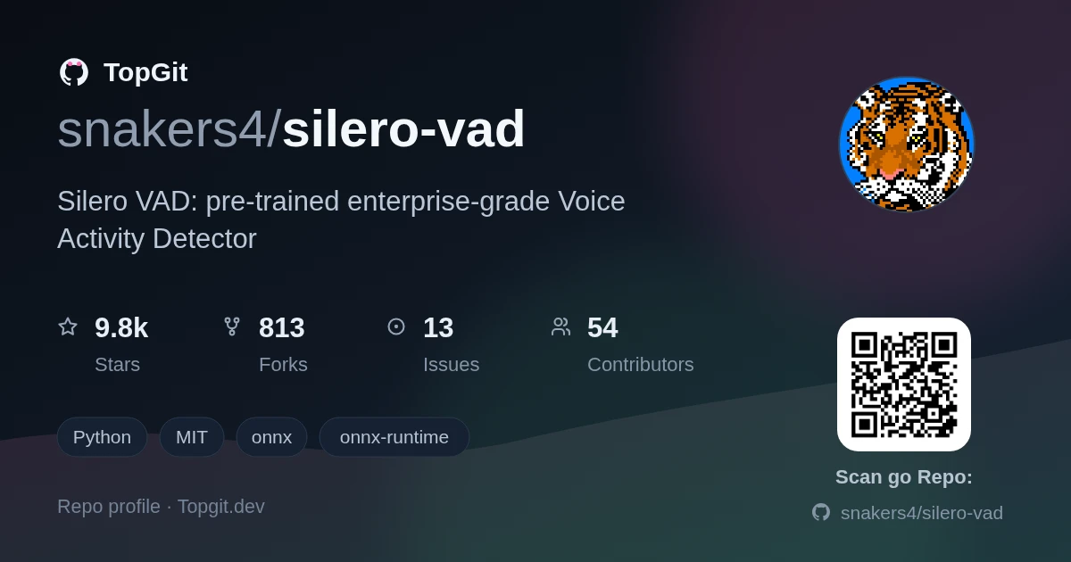 TopGit repo profile image for snakers4/silero-vad
