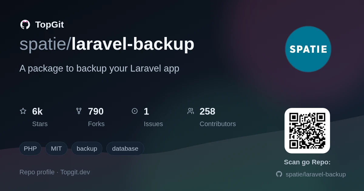 TopGit repo profile image for spatie/laravel-backup