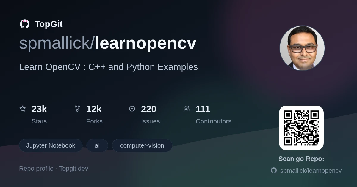 TopGit repo profile image for spmallick/learnopencv