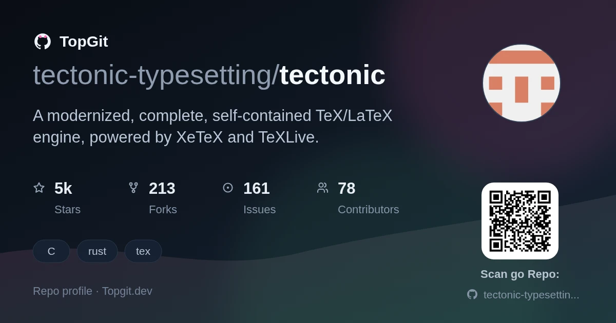 TopGit repo profile image for tectonic-typesetting/tectonic