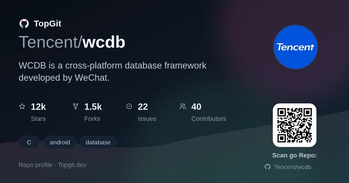 TopGit repo profile image for Tencent/wcdb