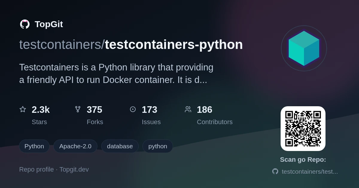TopGit repo profile image for testcontainers/testcontainers-python