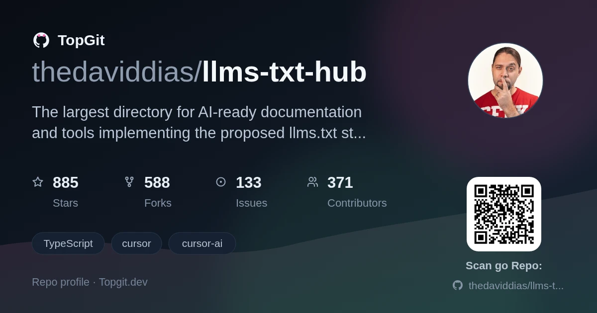 TopGit repo profile image for thedaviddias/llms-txt-hub