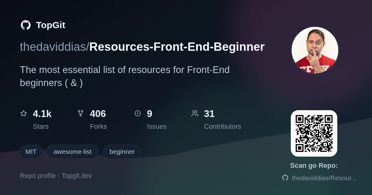 TopGit repo profile image for thedaviddias/Resources-Front-End-Beginner
