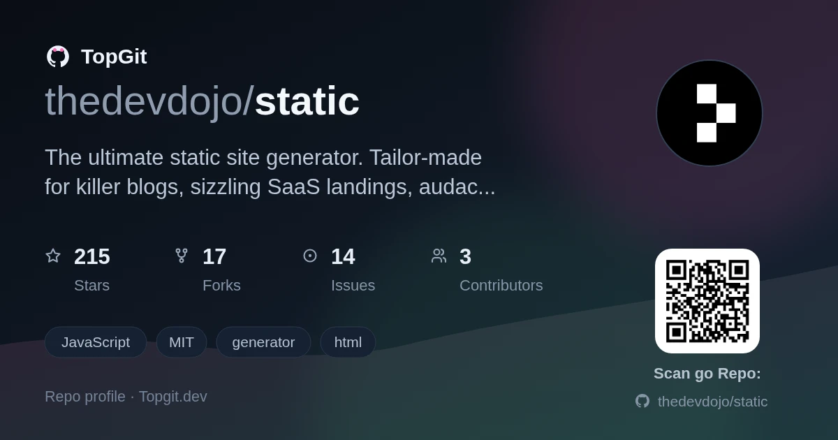 TopGit repo profile image for thedevdojo/static