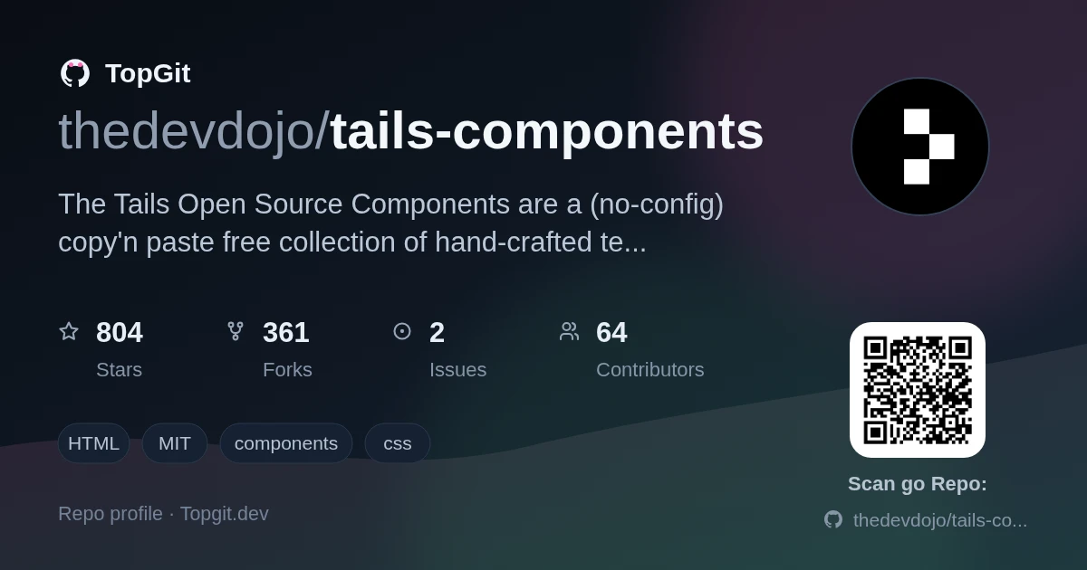 TopGit repo profile image for thedevdojo/tails-components