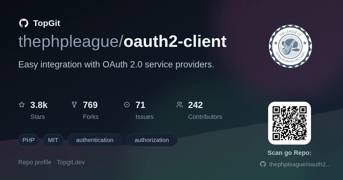 TopGit repo profile image for thephpleague/oauth2-client
