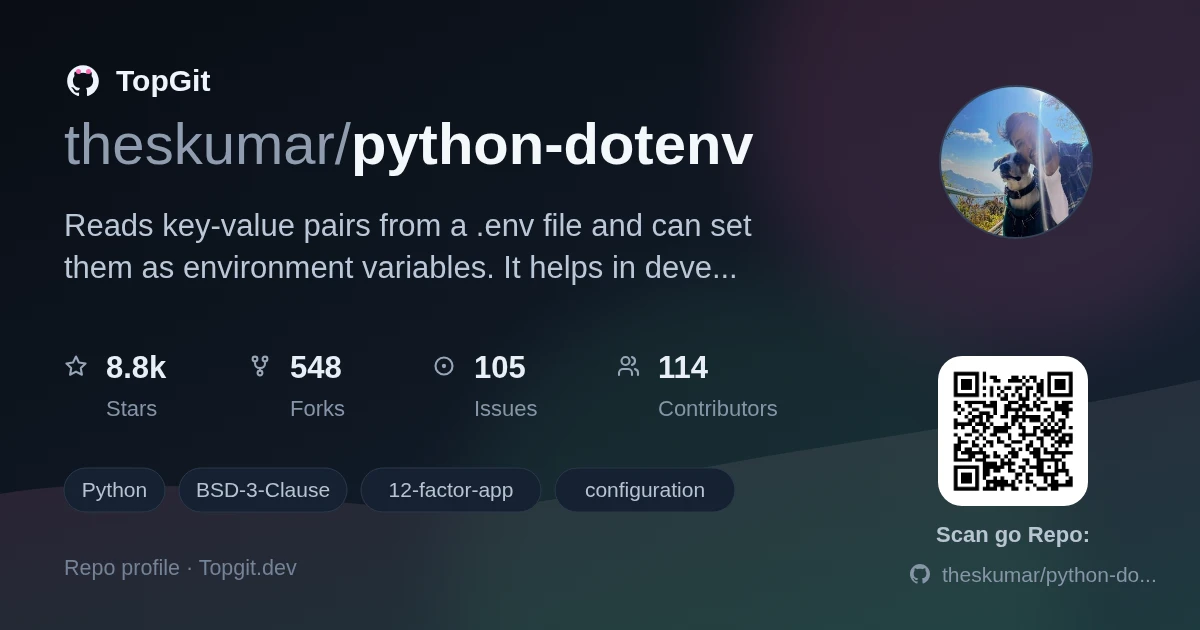 TopGit repo profile image for theskumar/python-dotenv