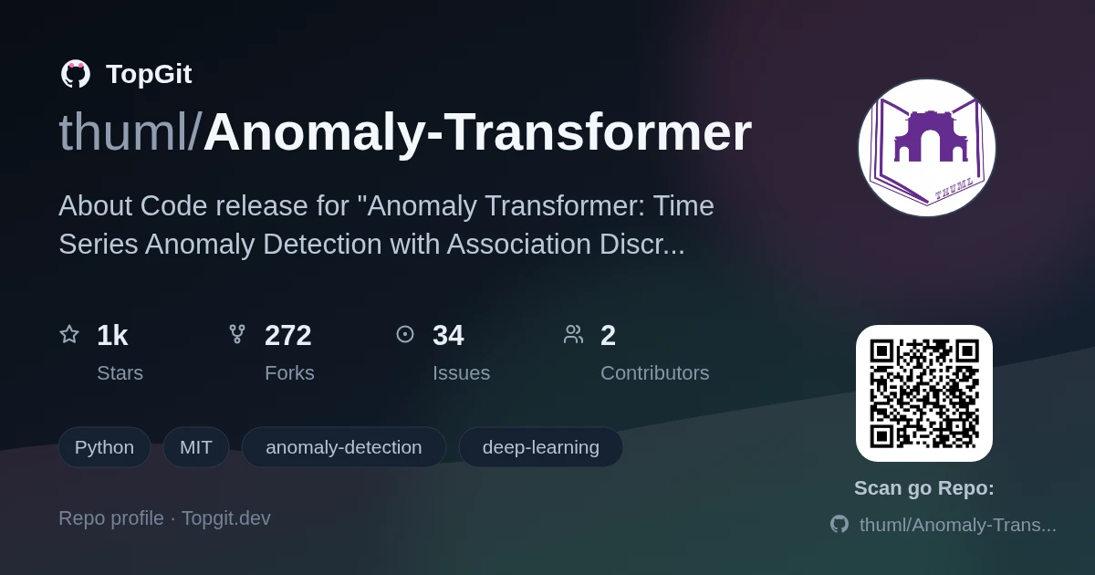 TopGit repo profile image for thuml/Anomaly-Transformer