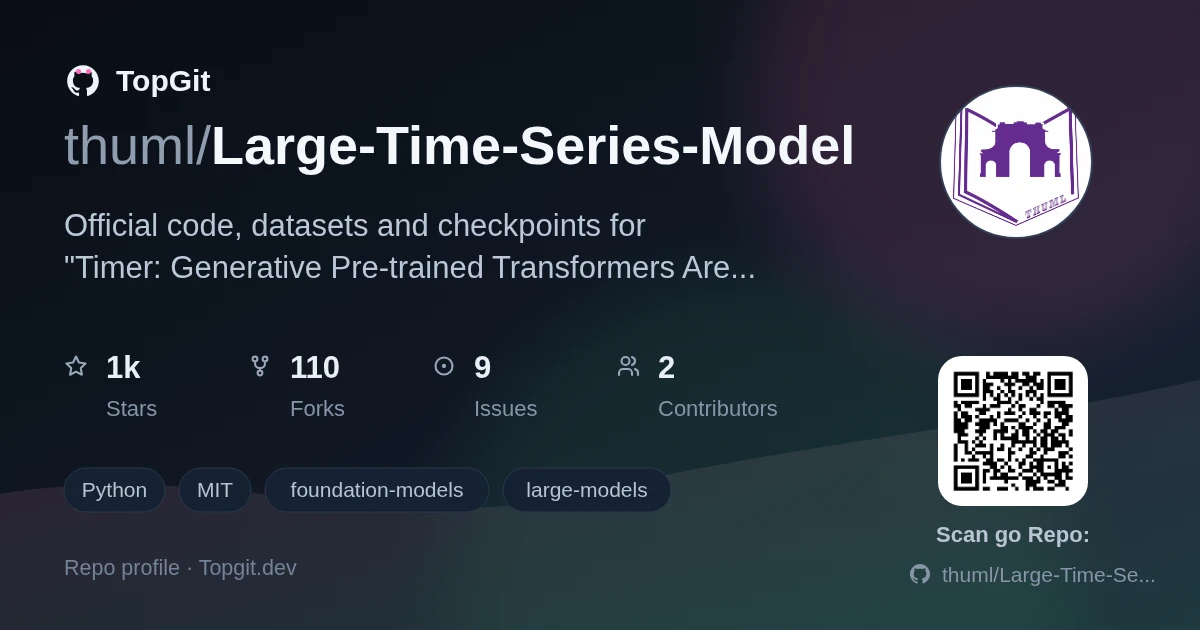 TopGit repo profile image for thuml/Large-Time-Series-Model