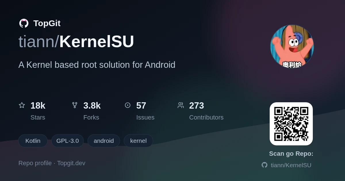 TopGit repo profile image for tiann/KernelSU
