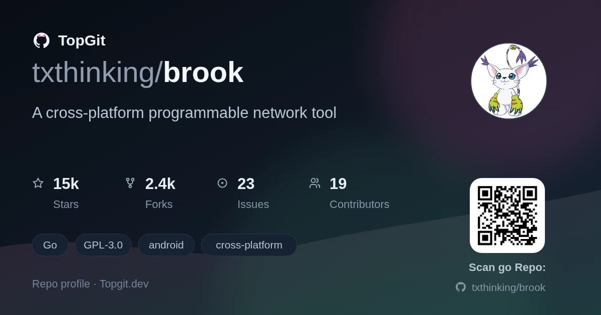 TopGit repo profile image for txthinking/brook