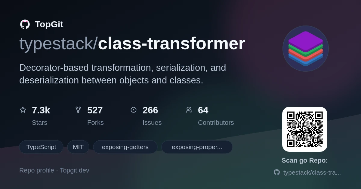 TopGit repo profile image for typestack/class-transformer
