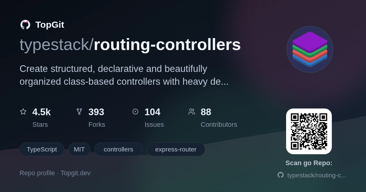 TopGit repo profile image for typestack/routing-controllers