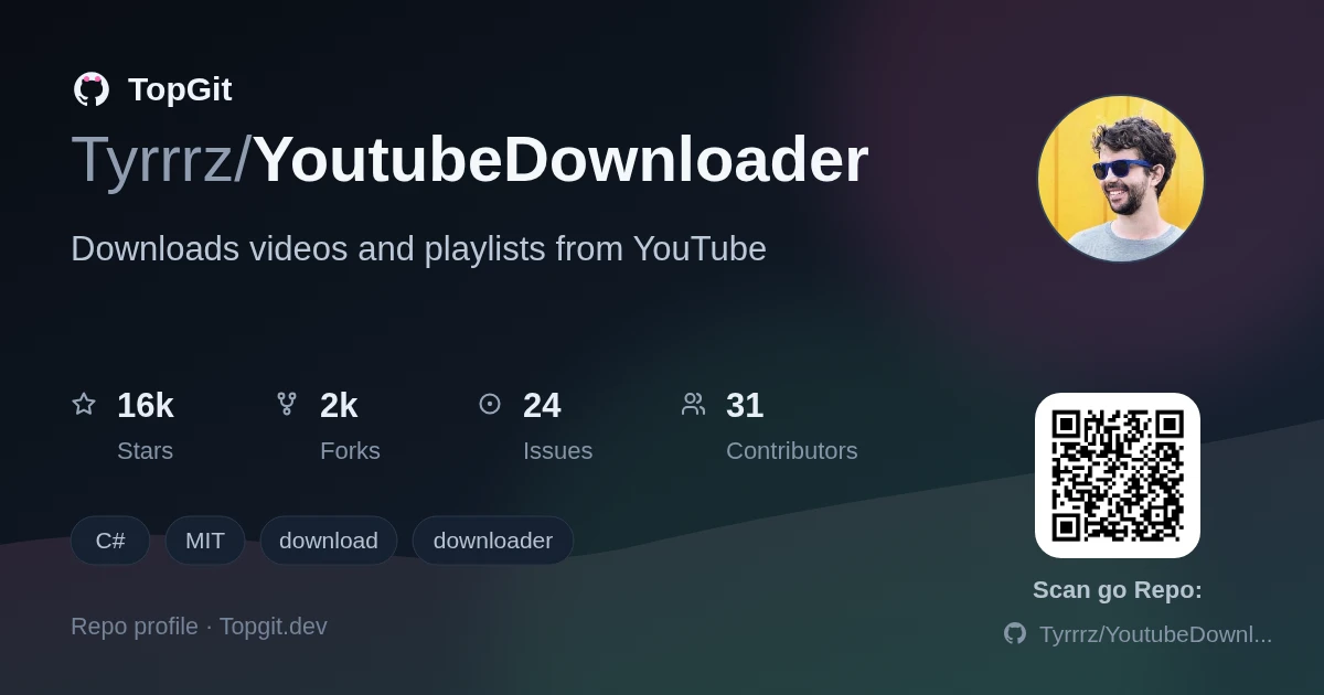 TopGit repo profile image for Tyrrrz/YoutubeDownloader