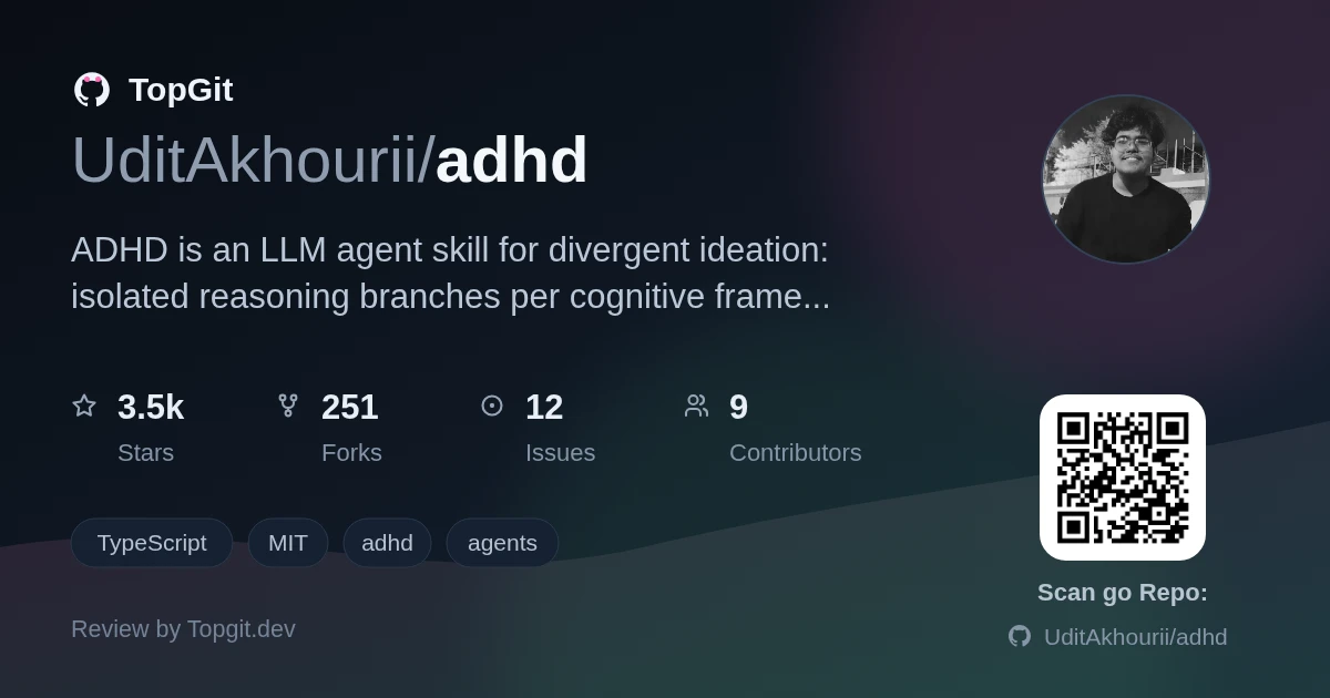 TopGit review image for UditAkhourii/adhd