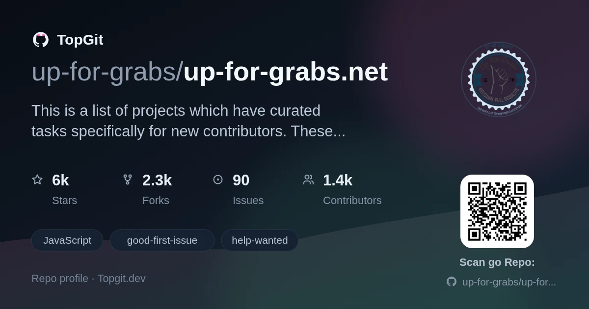 TopGit repo profile image for up-for-grabs/up-for-grabs.net