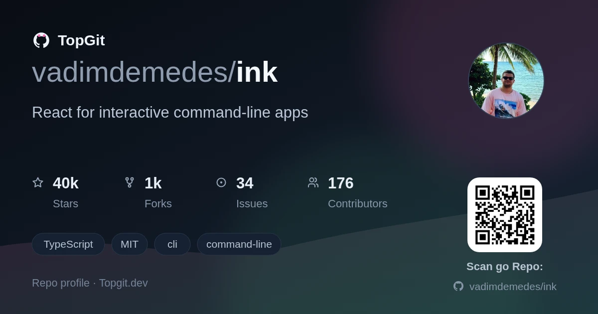 TopGit repo profile image for vadimdemedes/ink